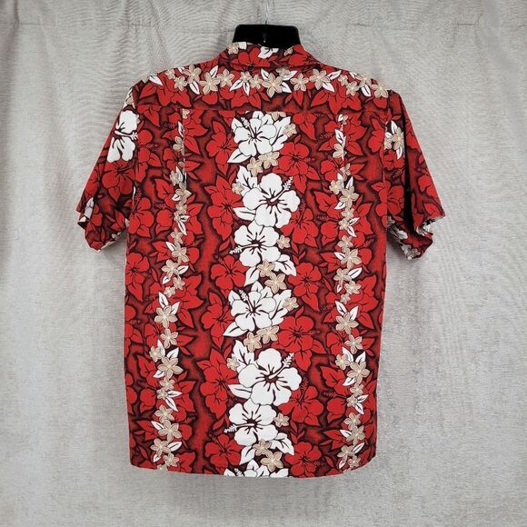RJC Vintage Hawaiian Aloha Floral Red and White Men's Shirt Hibiscus - Picture 8 of 13